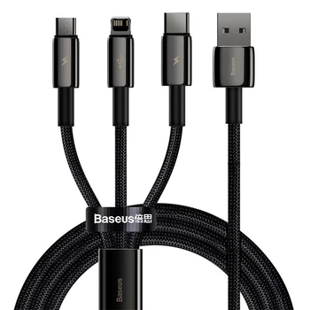 Кабель Baseus 3в1 TUNGSTEN GOLD Fast Charging 3в1 3.5A (Micro USB+Lightning+Type-C) 1.5m