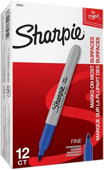 Маркеры перманентные Sharpie Permanent Markers, Fine Point Синий 12 шт. (‎30003)
