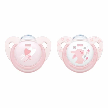 Пустышка Nuk для сна Baby Rose 0-6 мес 2 шт Розовая (3952946)