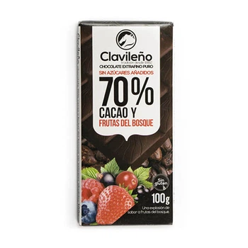 Шоколад черный CLAVILENO какао 70% с лесными ягодами без сахара 100г (00-00000009)