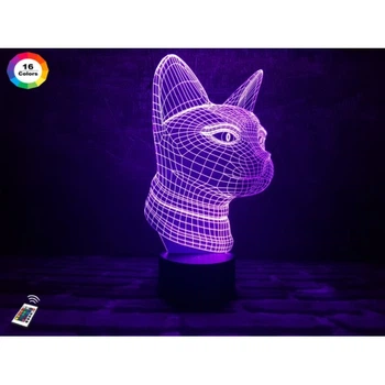 3D ночник "Кошечка" (УВЕЛИЧЕННОЕ ИЗОБРАЖЕНИЕ) подарочная упаковка + 16 цветов + пульт ДУ + сетевой адаптер&nbsp;+ батарейки (3ААА) &nbsp;3DTOYSLAMP