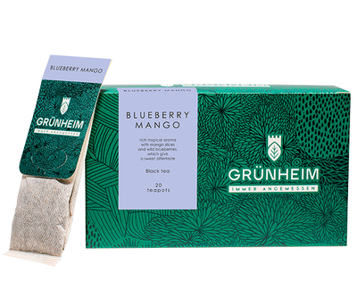 Черный чай Grunheim Blueberry Mango в пакетиках 20 шт