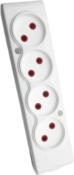 Колодка TECCO 102 400 00, 4 пости без заземлення Біла (8681277841415)