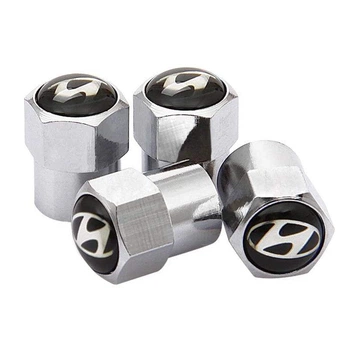 Ковпачки на ніпель для Hyundai Alitek Short Silver Хюндай, 4 шт (67001)