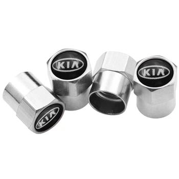 Ковпачки на ніпель з логотипом марки авто Kia Alitek Short Silver Кіа (4 шт) (67021)