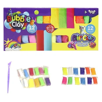 Набір для ліплення Air Clay Bubble Clay 12 шт повітряний пластилін для творчості та розвитку дітей шариковий пластилін