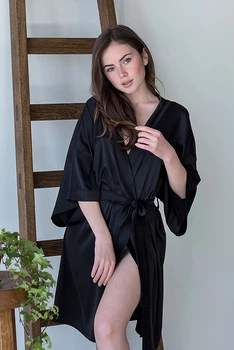 Forli Халат шелковый Black ONE Черный SH0006-16-04_ONE