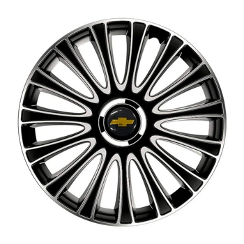 Автомобильные колпаки 4 Racing Le Mans Pro Silver&Black R14 с логотипом Chevrolet (4 шт.)