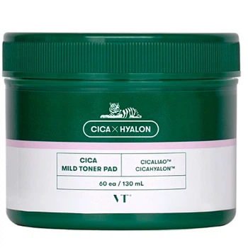 Мягкие тонер-пэды для лица с центеллой VT Cosmetics Cica Mild Toner Pad 60 шт (8809695670640)