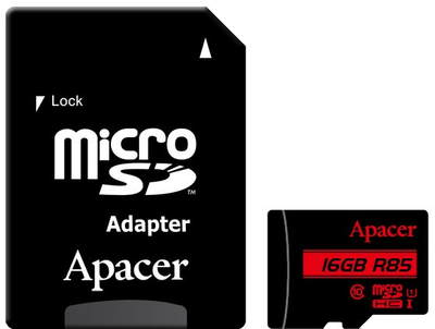 Карта памяти Apacer microSDHC 16GB UHS-I U1 Class 10 + SD адаптер (AP16GMCSH10U5-R)