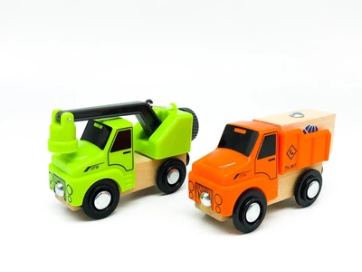 Набор машинок для деревянной железной дороги PlayTive Ikea Brio Машинка с краном, грузовик