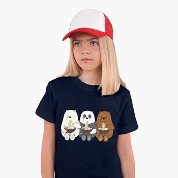 Дитяча футболка для дівчаток Вся правда про ведмедів (We Bare Bears) (25186-2897-82) 146-152 см Бавовна Темно-синій