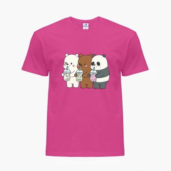 Дитяча футболка для дівчаток Вся правда про ведмедів (We Bare Bears) (25186-2896-67) 104-110 см Бавовна Темнорожевий