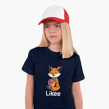 Дитяча футболка для дівчаток Лайк Лиса (Likee Fox) (25186-1033-80) 122-128 см Бавовна Темно-синій