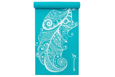 Дизайнерский коврик для йоги ProSource Feather NEW Yoga Mat 183x61x0.5 см (PS-1925N-green), бирюза