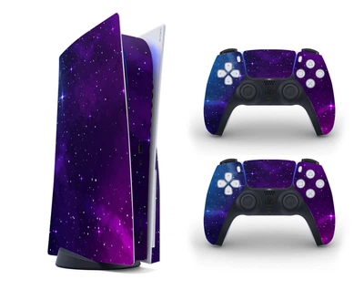 Виниловая наклейка на Sony PlayStation PS5 консоль и контроллер с принтом космос, арт.700349