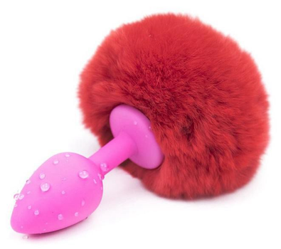 Анальная пробка Slash с круглым хвостиком Silicone Anus Plug, M цвет розовый/красный (20755033000000000)