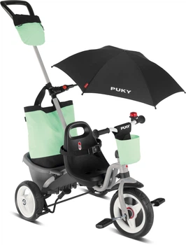 Детский Трехколесный Велосипед Puky Ceety Comfort (от 1,5 до 4 лет) Рост 85 - 100см c Pонтиком от Cолнца Серый/Бирюзовый