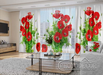 3D - Фото Штори і тюль PHOTODECOR "Букет маків"