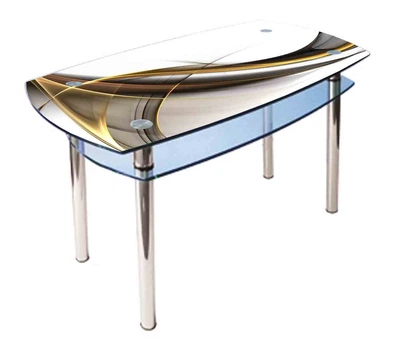 Обідній скляний стіл Glass Antonik КС-2 білий з фотодруком №49 (900х600х750 мм)