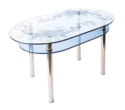 Обідній скляний стіл Glass Antonik КС-6 прозорий з піскоструєм №31 (1100х700х750 мм)