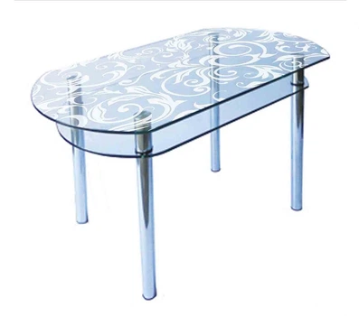 Обідній скляний стіл Glass Antonik КС-5 прозорий з піскоструєм №52 (900х600х750 мм)