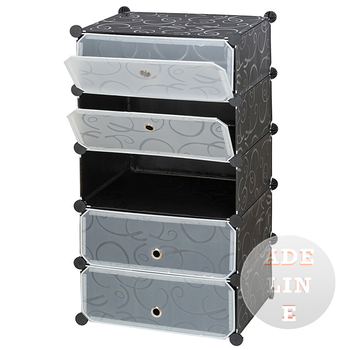 Шкаф органайзер пластиковый Storage Cube Cabinet «А1-5» 37x37x90 см. Черный