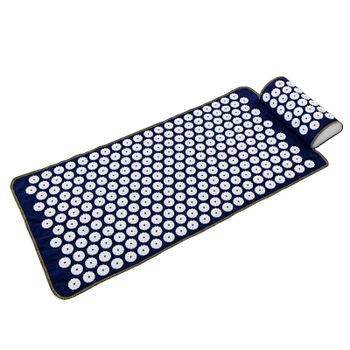 Масажний килимок Аплікатор Кузнєцова + валик масажер для спини/шиї/ніг/стоп/голови/тіла OSPORT (n-0004) Синьо-білий