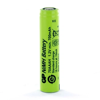 Аккумулятор промышленный GP 70AAAH, Ni-MH AAA, 700mAh, 1.2V, 0.84Wh, 2.1A, flat top