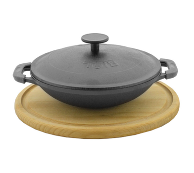 WOK БІОЛ (порційний з дошкою) чавунний матова емаль 22 см (18226ED)