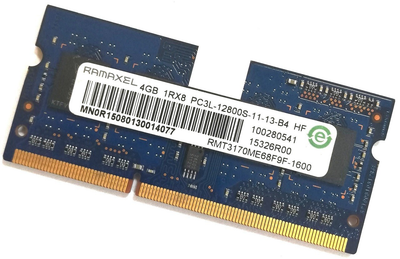 Оперативная память для ноутбука Ramaxel SODIMM DDR3L 4Gb 1600MHz 12800S 1R8 CL11 (RMT3170ME68F9F-1600) Б/У