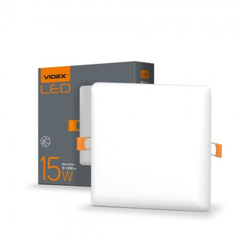 LED світильник безрамочний (Даунлайт) квадратний VIDEX 15W 4100K (VL-DLFS-154)