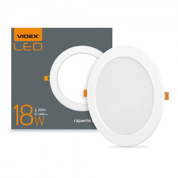 LED светильник встраиваемый (Даунлайт) круглый VIDEX 18W 5000K 220V (VL-DLR-185)