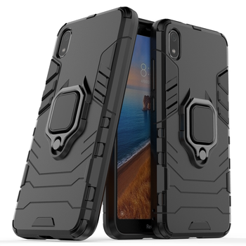 Чохол Ring case для Xiaomi Redmi 7A броньований бампер з кільцем чорний