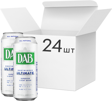 Упаковка пива DAB Ultimate Light світле фільтроване 4% 0.5 л х 24 шт. (4053400207155)