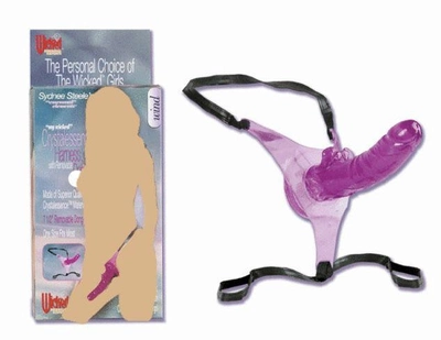 Фиолетовый гелевый страпон на ремешках Crystalessence Harness (00406000000000000)