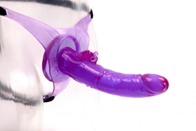 Фиолетовый гелевый страпон на ремешках Crystalessence Harness (00406000000000000)