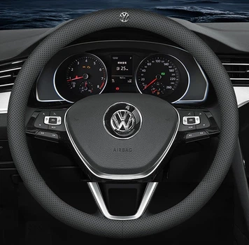 Чехол на руль оплетка для автомобиля Volkswagen натуральная кожа DLCar Lux