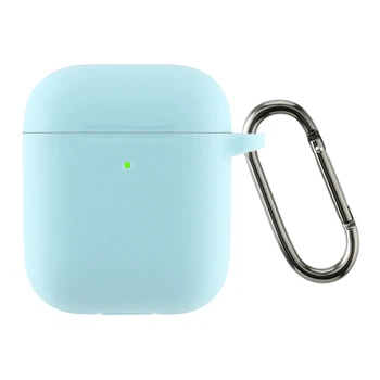 Силиконовый чехол для наушников Apple AirPods 2, Hang Case, голубой, ультратонкий защитный кейс толщиной 2 мм, защита от царапин, пыли и ударов, компактный, с карабином для крепления, ArmorStandart (ARM59692)