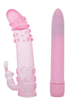 Вібратор з насадкою Orgasmic dream 6 vibr & sleeve pink (16029000000000000)