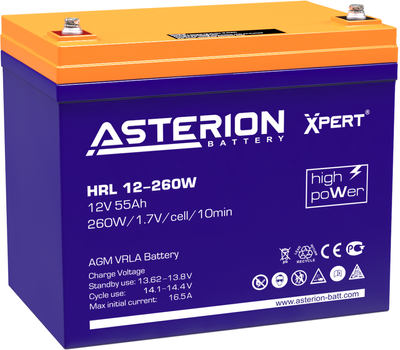 Аккумуляторная батарея Asterion HRL 12-260 W Xpert 12V 55Ah AGM