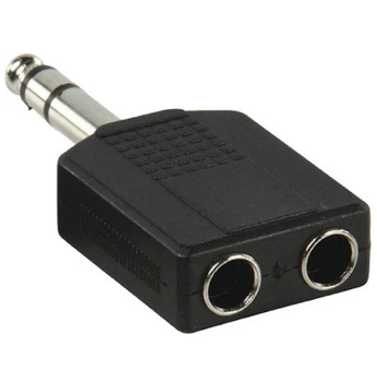 Cплиттер Jack 6.3 папа / 2 Jack 6.3 мама Stereo Black пластик (09993)