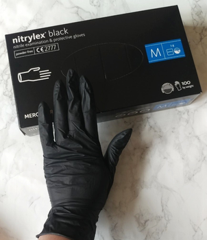 Перчатки нитриловые Mercator Medical Nitrylex basic черные одноразовые смотровые размер М