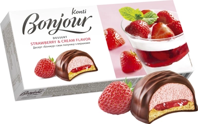 Упаковка цукерок Konti Bonjour Десерт смак полуниці з вершками 232 г х 2 шт. (417401734)