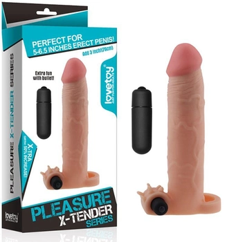 Насадка на пенис с вибрацией Pleasure X-Tender Series Perfect for 5-6.5 inches Erect Penis цвет телесный (18911026000000000)