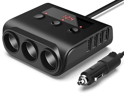 Автомобильное зарядное устройство BauTech 8.5A 4 USB порта Адаптер прикуривателя Черный (1010-136-00)