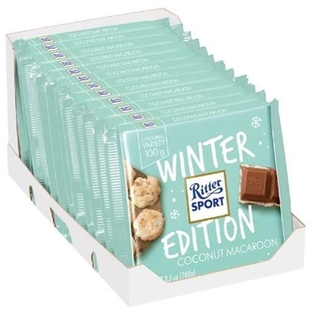 Упаковка молочного шоколада Ritter Sport с начинкой кокос и макаруны 12 шт х 100 г (4000417300607)