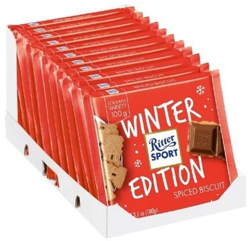 Упаковка молочного шоколада Ritter Sport с пряным печеньем 11 шт х 100 г (4000417281609)