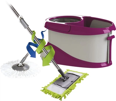 Набір для прибирання Planet Spin Mop Gold + плоска швабра 20 л Пурпуровий (6843kmd)