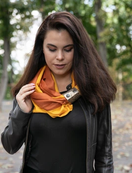 Кашеміровий теплий шарф-сніг жіночий "Мілан" MyScarf оранжево-жовтий